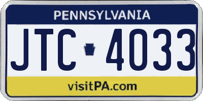 PA license plate JTC4033