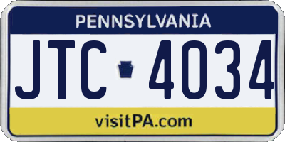 PA license plate JTC4034