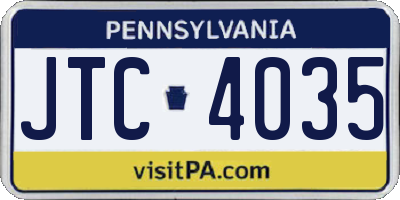PA license plate JTC4035