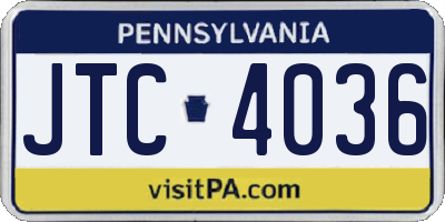 PA license plate JTC4036