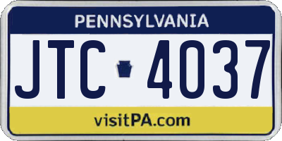 PA license plate JTC4037