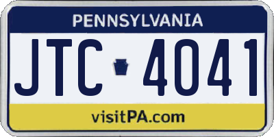 PA license plate JTC4041