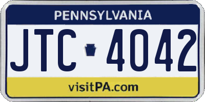 PA license plate JTC4042