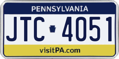 PA license plate JTC4051
