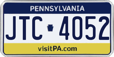 PA license plate JTC4052