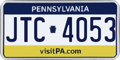 PA license plate JTC4053