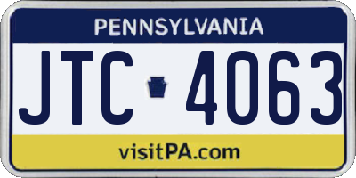 PA license plate JTC4063