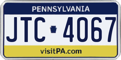 PA license plate JTC4067