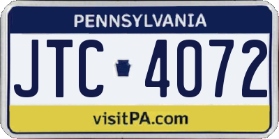 PA license plate JTC4072