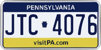 PA license plate JTC4076