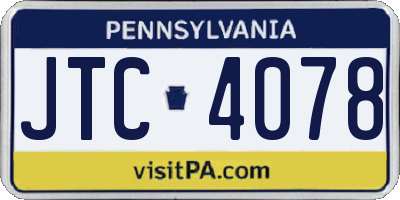 PA license plate JTC4078