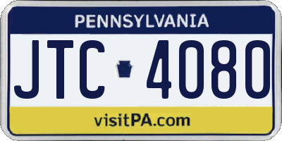 PA license plate JTC4080