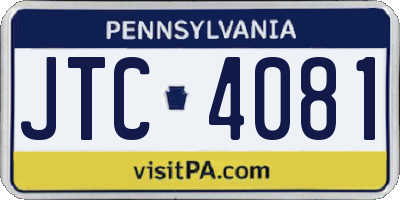 PA license plate JTC4081