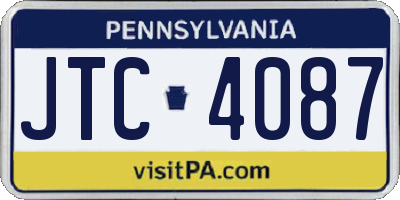 PA license plate JTC4087