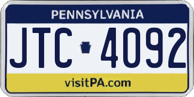 PA license plate JTC4092
