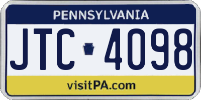 PA license plate JTC4098