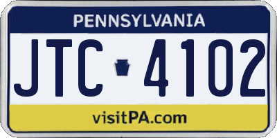 PA license plate JTC4102
