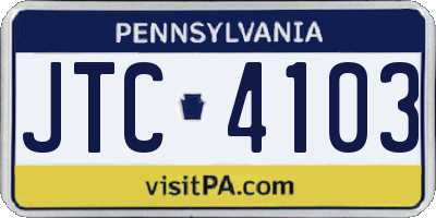 PA license plate JTC4103