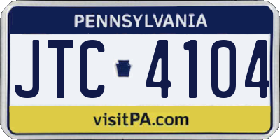 PA license plate JTC4104