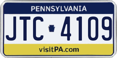 PA license plate JTC4109