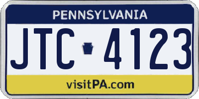 PA license plate JTC4123