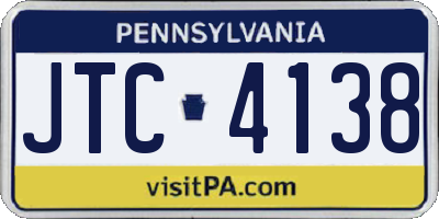 PA license plate JTC4138