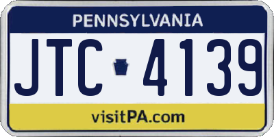 PA license plate JTC4139