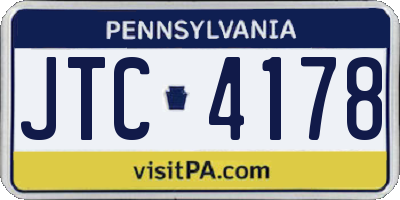 PA license plate JTC4178