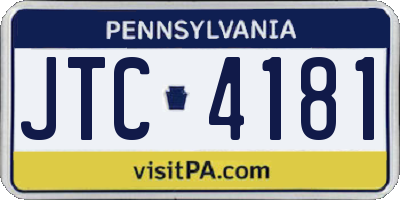 PA license plate JTC4181
