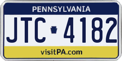 PA license plate JTC4182