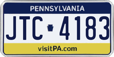 PA license plate JTC4183