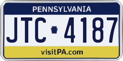 PA license plate JTC4187