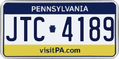 PA license plate JTC4189