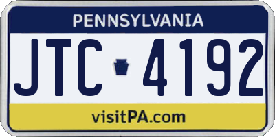 PA license plate JTC4192