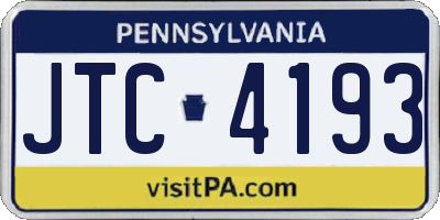 PA license plate JTC4193