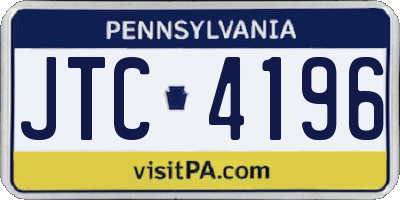 PA license plate JTC4196