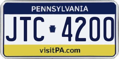 PA license plate JTC4200