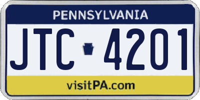 PA license plate JTC4201