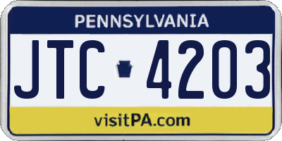 PA license plate JTC4203