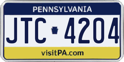 PA license plate JTC4204