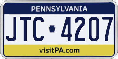 PA license plate JTC4207
