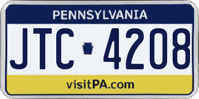 PA license plate JTC4208