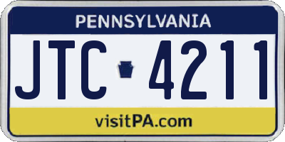 PA license plate JTC4211