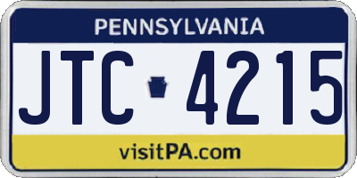 PA license plate JTC4215
