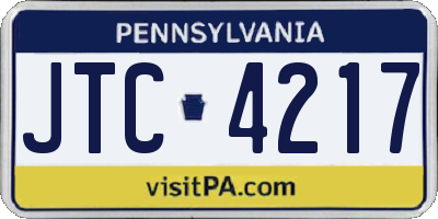 PA license plate JTC4217