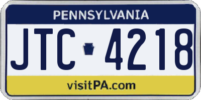 PA license plate JTC4218