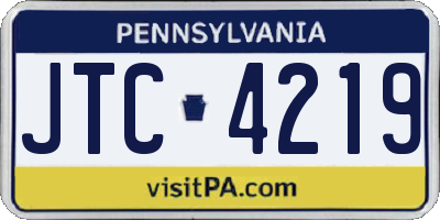 PA license plate JTC4219