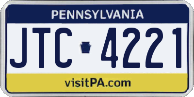 PA license plate JTC4221