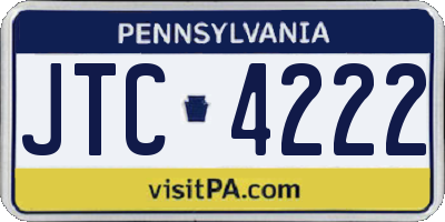 PA license plate JTC4222
