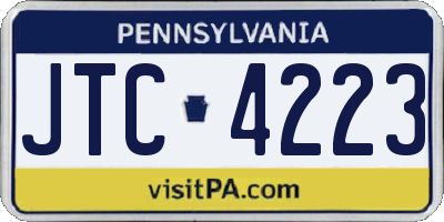 PA license plate JTC4223